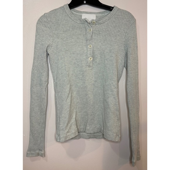 Citizens Of Humanity Tops - Citizens of Humanity Ribbed Henley Top Sage Green Back Cutout Women's M‎